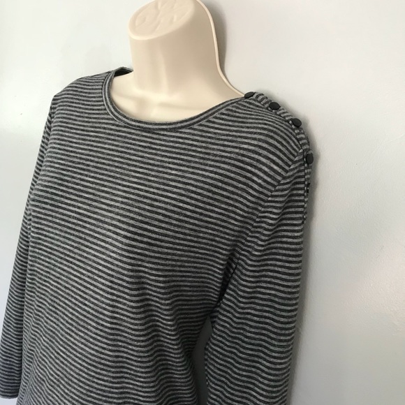 LOFT Tops - LOFT Grey  & Black Stripped Long Sleeve Shirt